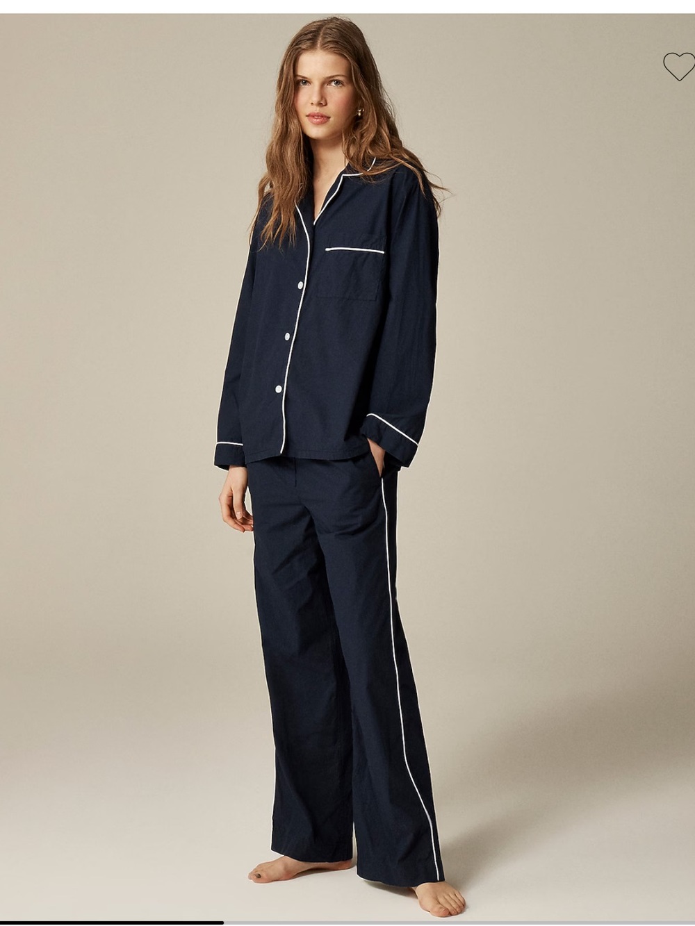 J. Crew End-on-end cotton long-sleeve pajama set - Navy